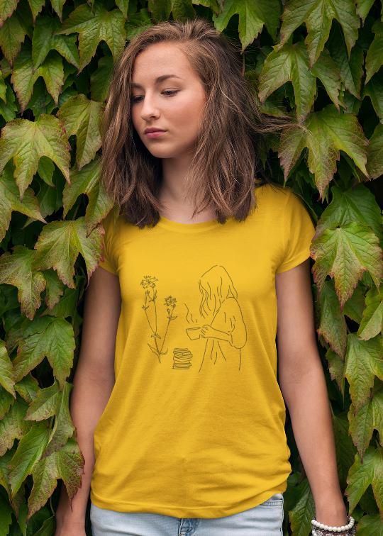 Teeshut Mustard Womens Printed T-shirt